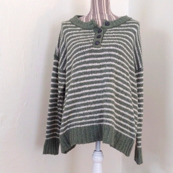 American Eagle Outfitters Oversize Jegging Fit Henley Pullover Sweater Size S - Picture 7 of 11